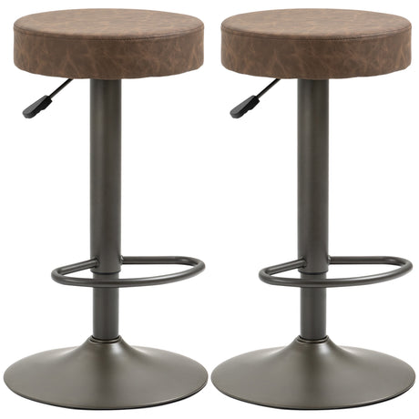 easycomfort easycomfort set 2 sgabelli da bar girevoli con poggiapiedi e altezza regolabile 35x36x64 85cm marrone