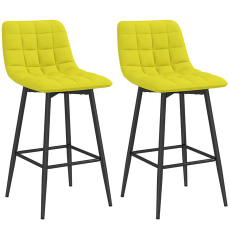 easycomfort easycomfort set 2 sgabelli da cucina stile nordico in tessuto effetto velluto e metallo 45x47x84 cm giallo