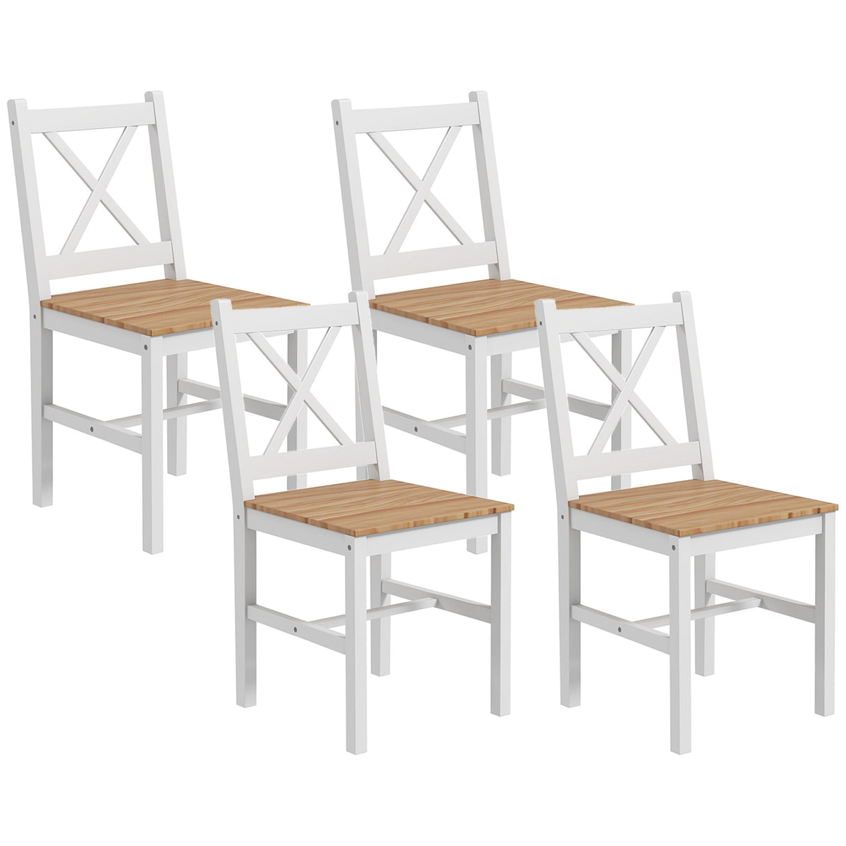 easycomfort easycomfort set 4 sedie per cucina e soggiorno con schienale a croce in legno di pino 41x46 5x86 cm