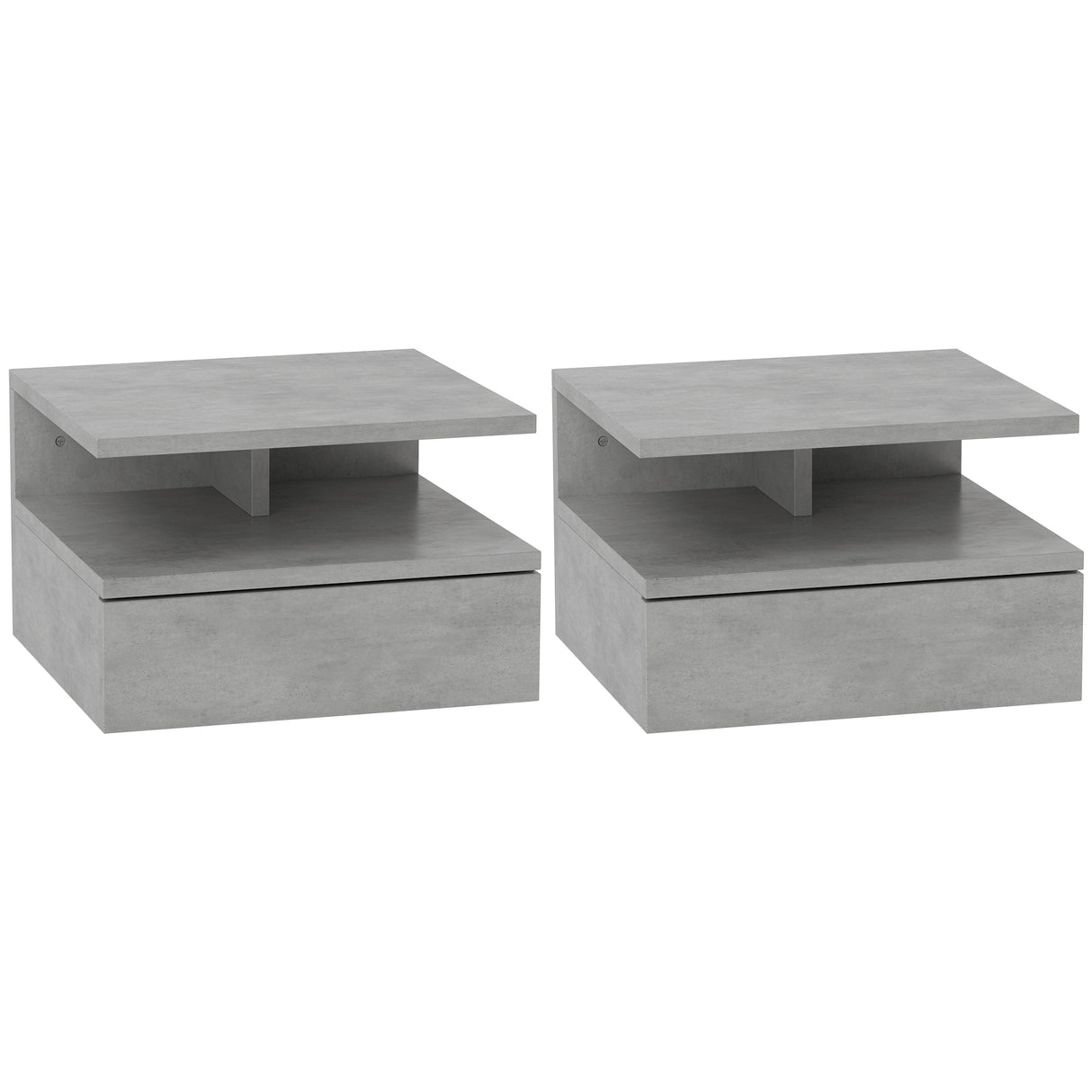 easycomfort easycomfort set da 2 comodini sospesi per camera da letto con cassetto e mensola in legno 35x32x22 5cmgrigio