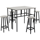 easycomfort easycomfort set da bar 6 pezzi con 4 sgabelli da bar e 2 tavoli alti in legno truciolato e acciaio per cucina e soggiorno grigio