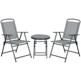 easycomfort easycomfort set da giardino 3 pezzi con 2 sedie 53 5x64x93 cm e tavolino da caffe 45x50 cm in metallo grigio chiaro