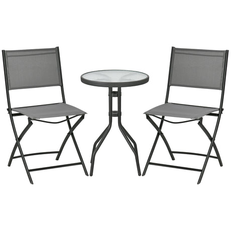 easycomfort easycomfort set da giardino 3 pezzi in acciaio con 2 sedie pieghevoli in tessuto traspirante e tavolo rotondo