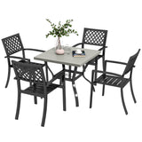 easycomfort easycomfort set da giardino con 4 sedie impilabili e tavolo quadrato effetto marmo grigio