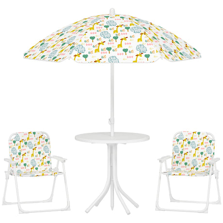 easycomfort easycomfort set da giardino per bambini 2 5 anni con tavolino rotondo 2 sedie pieghevoli e un ombrellone bianco