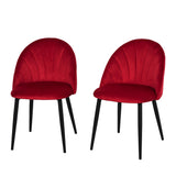 easycomfort easycomfort set di 2 sedie sala da pranzo sedie cucina moderne con schienale a conchiglia e gambe in metallo sedia in velluto con imbottita per cucina camera da letto ufficio e soggiorno rosso ean 8055776912158