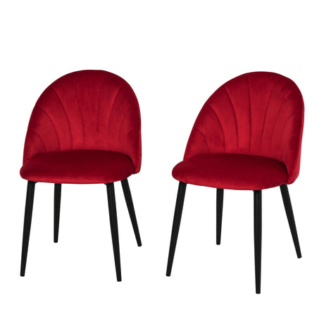 easycomfort easycomfort set di 2 sedie sala da pranzo sedie cucina moderne con schienale a conchiglia e gambe in metallo sedia in velluto con imbottita per cucina camera da letto ufficio e soggiorno rosso ean 8055776912158
