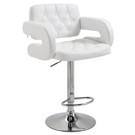 easycomfort easycomfort sgabello da bar alto con schienale e braccioli sgabello da cucina moderno girevole con altezza regolabile e poggiapiedi in finta pelle 61x50x94 114cm bianco ean 8054144130910