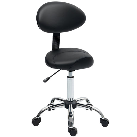 easycomfort easycomfort sgabello estetista con ruote e schienale altezza regolabile e seduta girevole in finta pelle nero