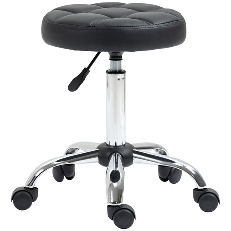 easycomfort easycomfort sgabello girevole rotondo con ruote altezza regolabile e rivestimento in finta pelle nero