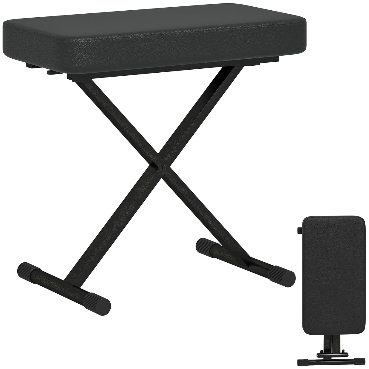 easycomfort easycomfort sgabello per pianoforte pieghevole e regolabile su 4 altezze in pelle pu schiuma e metallo 60x32x53 63 cm nero