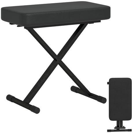easycomfort easycomfort sgabello per pianoforte pieghevole e regolabile su 4 altezze in pelle pu schiuma e metallo 60x32x53 63 cm nero