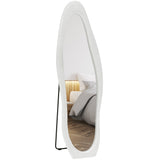 easycomfort easycomfort specchio a figura intera con cornice ondulata in velluto specchio da terra e da parete 160x50 cm bianco