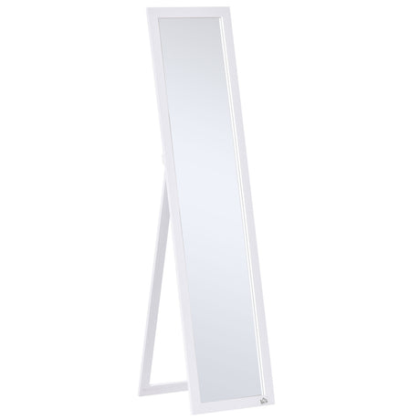 easycomfort easycomfort specchio a figura intera con supporto richiudibile e fori per montaggio in legno e vetro 37x37x154 cm bianco
