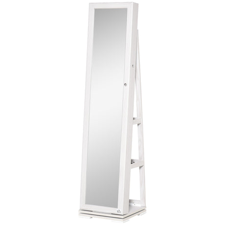easycomfort easycomfort specchio portagioie girevole per camera da letto con 2 chiavi in legno bianco e vetro 38x38x160 cm