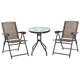 easycomfort easycomfort tavolino con 2 sedie set mobili 3pz pieghevole regolabile esterno textilene marrone
