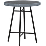 easycomfort easycomfort tavolino da giardino moderno con piano in plastica di legno in rattan e acciaio 50x50x55 cm grigio e nero