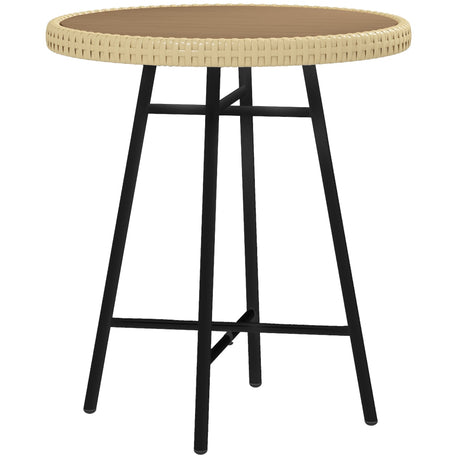 easycomfort easycomfort tavolino da giardino moderno in rattan e acciaio 50x50x55 cm nero e color legno