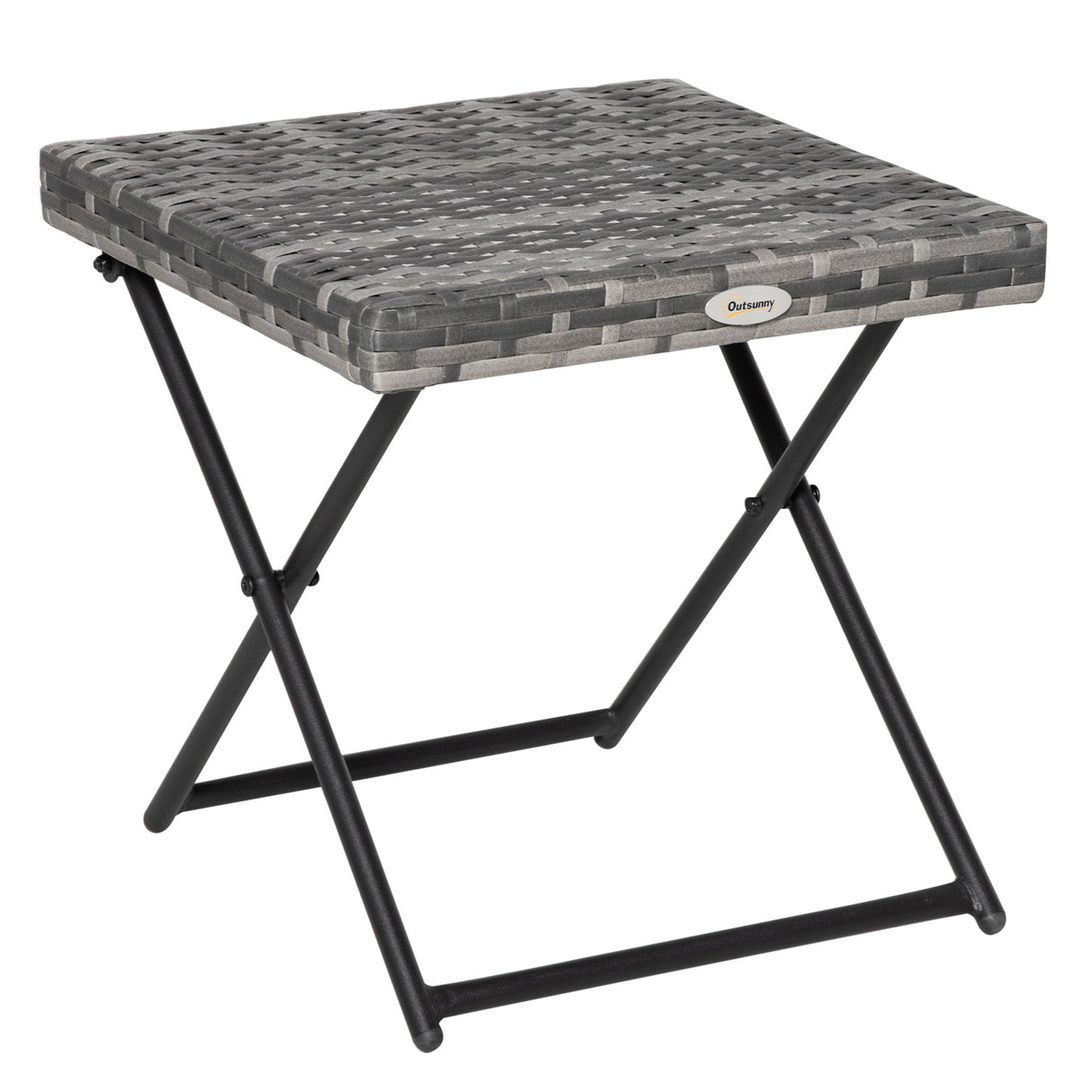 easycomfort easycomfort tavolino da giardino pieghevole salvaspazio in rattan sintetico e acciaio 40x40x40cm grigio
