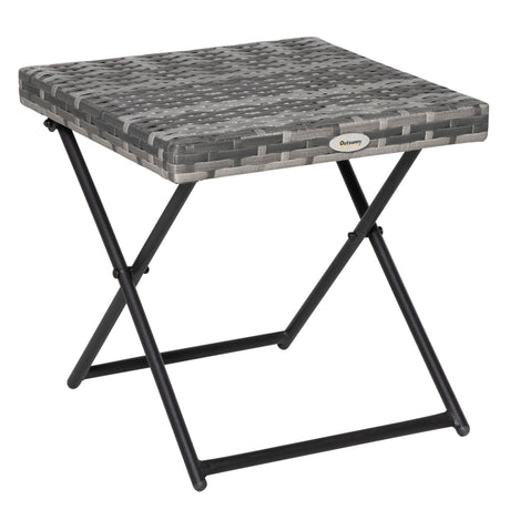 easycomfort easycomfort tavolino da giardino pieghevole salvaspazio in rattan sintetico e acciaio 40x40x40cm grigio