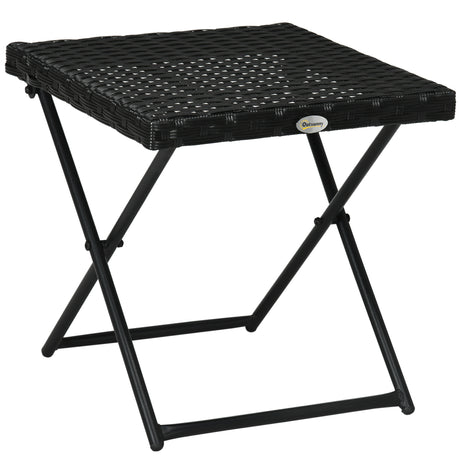 easycomfort easycomfort tavolino da giardino pieghevole salvaspazio in rattan sintetico e acciaio 40x40x40cm nero