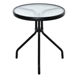 easycomfort easycomfort tavolino da giardino rotondo con ripiano in vetro e struttura in metallo 50x55cm nero