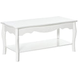 easycomfort easycomfort tavolino da salotto con ampio ripiano portaoggetti inferiore in legno 94x44x43cm bianco ean 8054144137254
