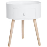 easycomfort easycomfort tavolino da salotto moderno in legno tavolino rotondo con cassetto tavolino da caffe per soggiorno e camera bianco ean 8054111846318