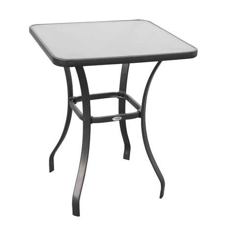 easycomfort easycomfort tavolino moderno piano in vetro temperato tavolo da giardino esterno metallo 68 5x68 5x84cm grigio