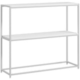 easycomfort easycomfort tavolo consolle da ingresso con ripiano aperto in acciaio e truciolato 100x30x87 cm bianco