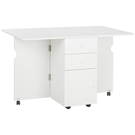 easycomfort easycomfort tavolo da cucina a ribalta con 2 cassetti e armadietto ad ante in truciolato 120x80x75 cm bianco
