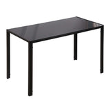 easycomfort easycomfort tavolo da cucina per 4 persone in metallo e vetro temperato 120x60x75 cm nero