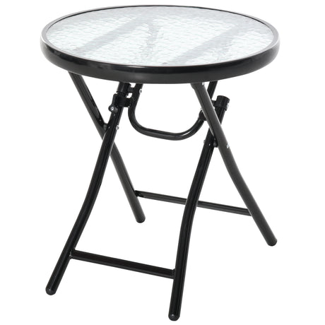 easycomfort easycomfort tavolo da giardino pieghevole in metallo tavolino da giardino piccolo con ripiano in vetro e blocco di sicurezza 45x50cm nero ean 8054111843188