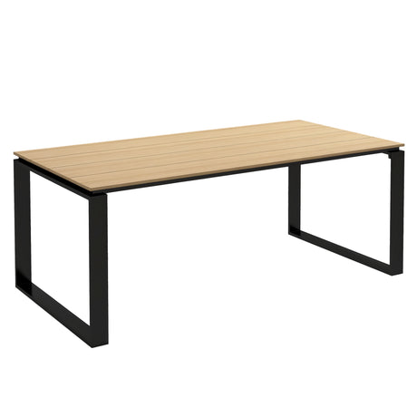 easycomfort easycomfort tavolo da giardino rettangolare in alluminio con piano a doghe per 6 8 persone 180x90x74cm quercia