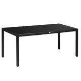 easycomfort easycomfort tavolo da giardino rettangolare per 8 persone in alluminio e vetro 180x80x72cm nero