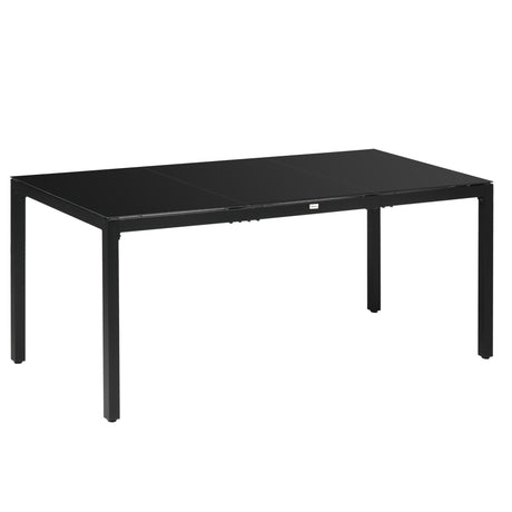 easycomfort easycomfort tavolo da giardino rettangolare per 8 persone in alluminio e vetro 180x80x72cm nero