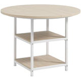 easycomfort easycomfort tavolo da pranzo per 4 6 persone con 2 ripiani integrati in acciaio e mdf 100x76 cm bianco e rovere