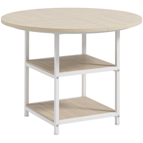 easycomfort easycomfort tavolo da pranzo per 4 6 persone con 2 ripiani integrati in acciaio e mdf 100x76 cm bianco e rovere
