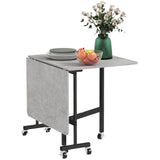 easycomfort easycomfort tavolo pieghevole a ribalta per 4 6 persone con 6 rotelle in legno e acciaio 120x80x73 cm grigio