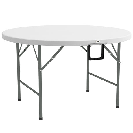 easycomfort easycomfort tavolo pieghevole per giardino e campeggio in acciaio e hdpe 122x73 cm grigio e bianco