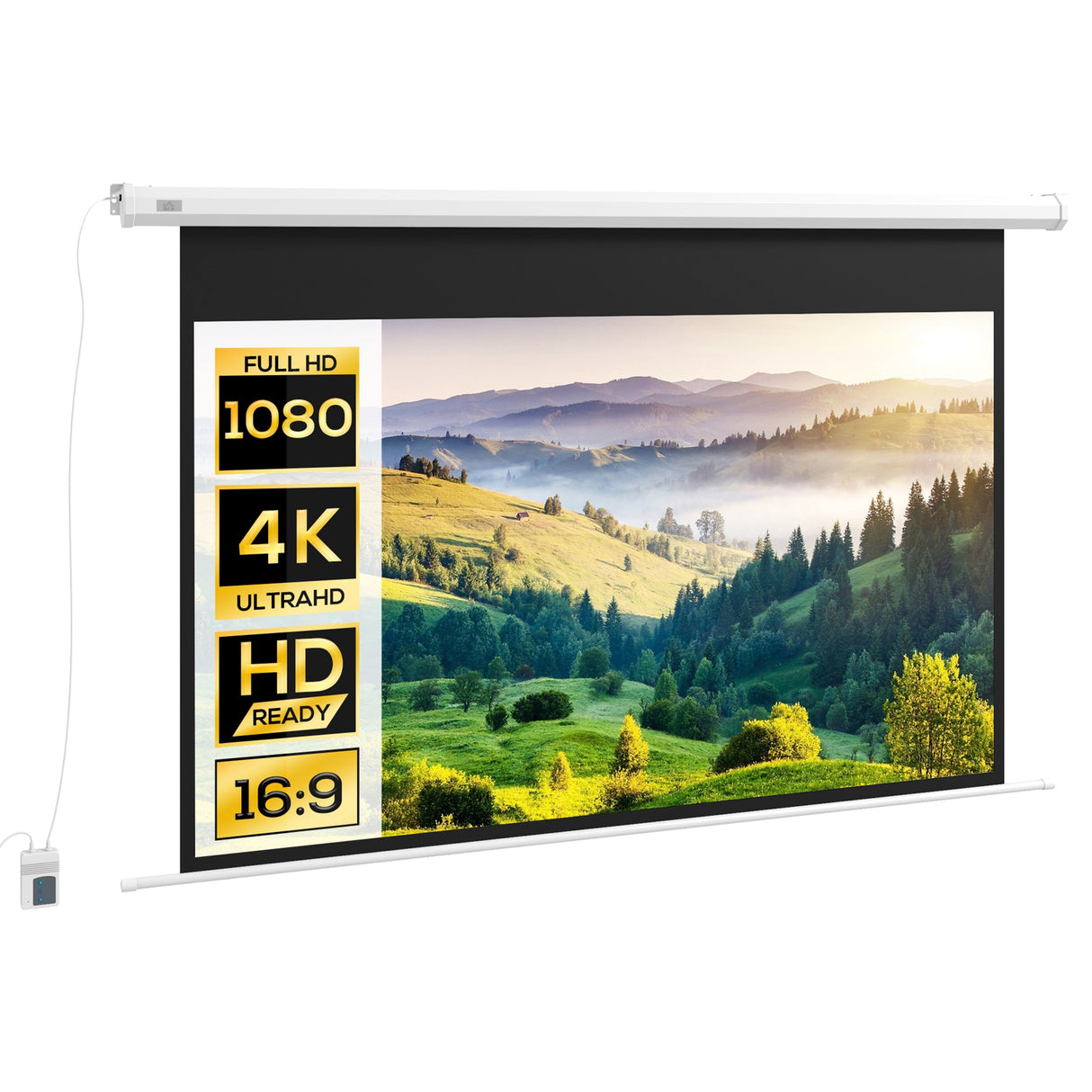easycomfort easycomfort telo per proiettore 84 169 motorizzato con telecomando 215x8x140cm bianco