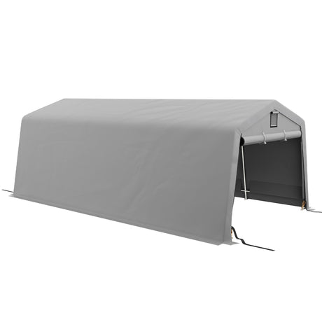 easycomfort easycomfort tendone per auto e feste con 2 finestre laterali in acciaio zincato e pe 618x265330x240 cm grigio chiaro