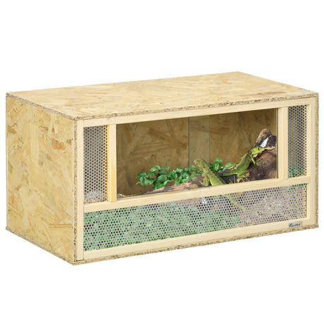easycomfort easycomfort terrario per rettili in legno con porte in vetro scorrevoli e pannelli in rete 40x80x40 cm