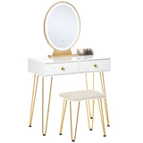 easycomfort easycomfort toeletta con specchio luci a led in stile industriale tavolo per trucco con sgabello mobile toeletta con interruttore touch bianco