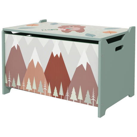 easycomfort easycomfortzonekiz baule portagiochi per bambini con coperchio e cerniera di sicurezza in mdf 60x37x39cm verde