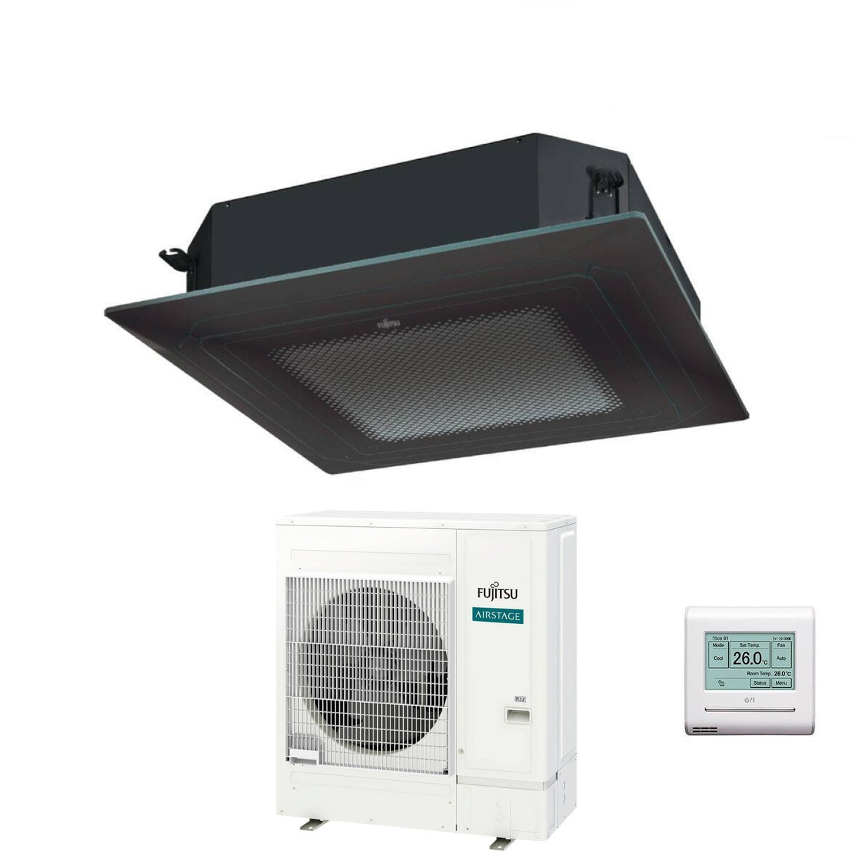 fujitsu condizionatore a cassetta fujitsu kr eco circular flow black 45000 btu auxg45krlb monofase r 32 wi fi optional con griglia e filocomando