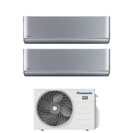 panasonic climatizzatore condizionatore panasonic dual split inverter serie etherea silver 712 con cu 2z35tbe r 32 wi fi integrato colore argento 700012000