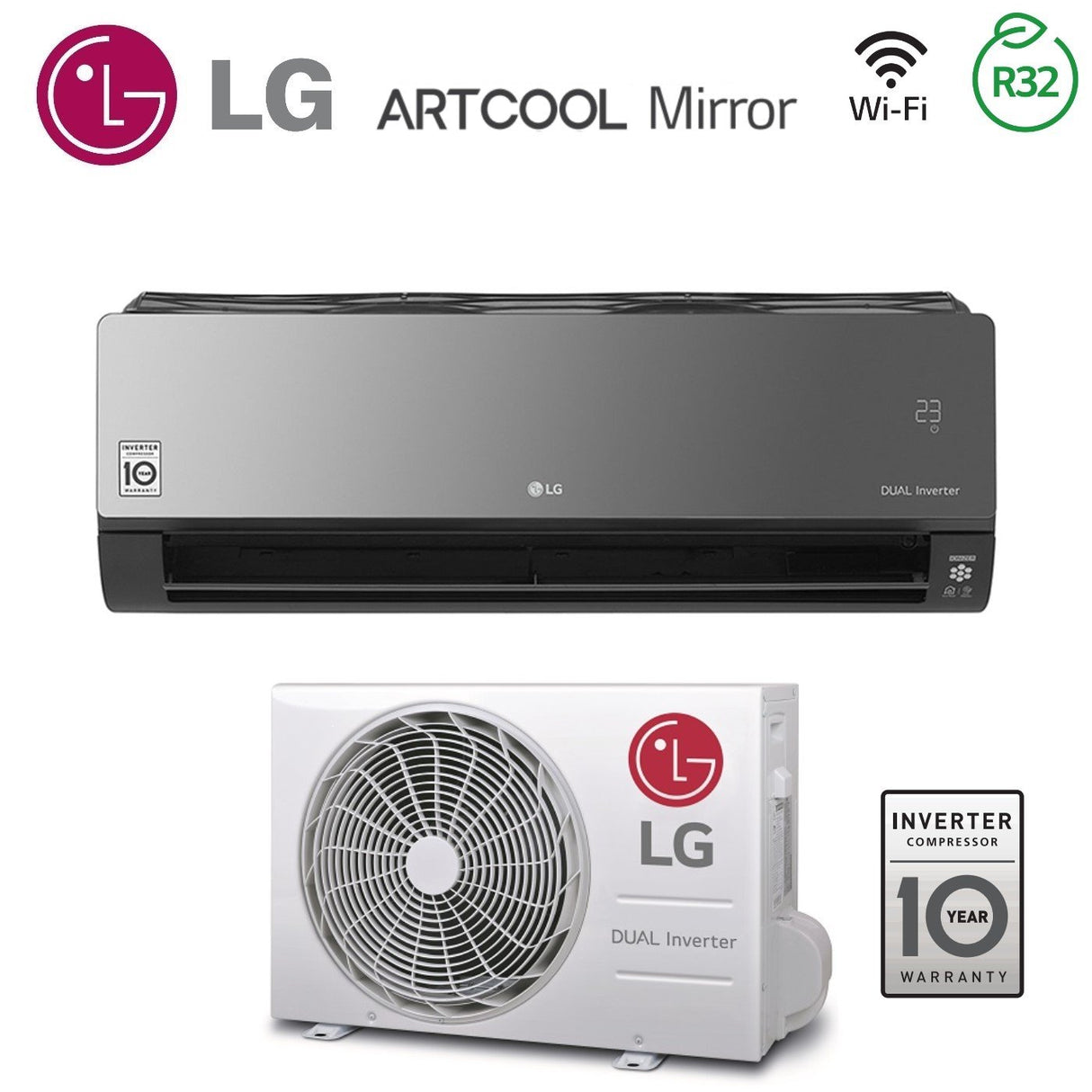 super offerta climatizzatore condizionatore lg inverter serie artcool mirror 9000 btu ac09bq r 32 wi fi integrato classe a__ a_