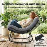 easycomfort easycomfort sedia a dondolo stile boho in rattan e metallo con cuscino morbido grigio scuro