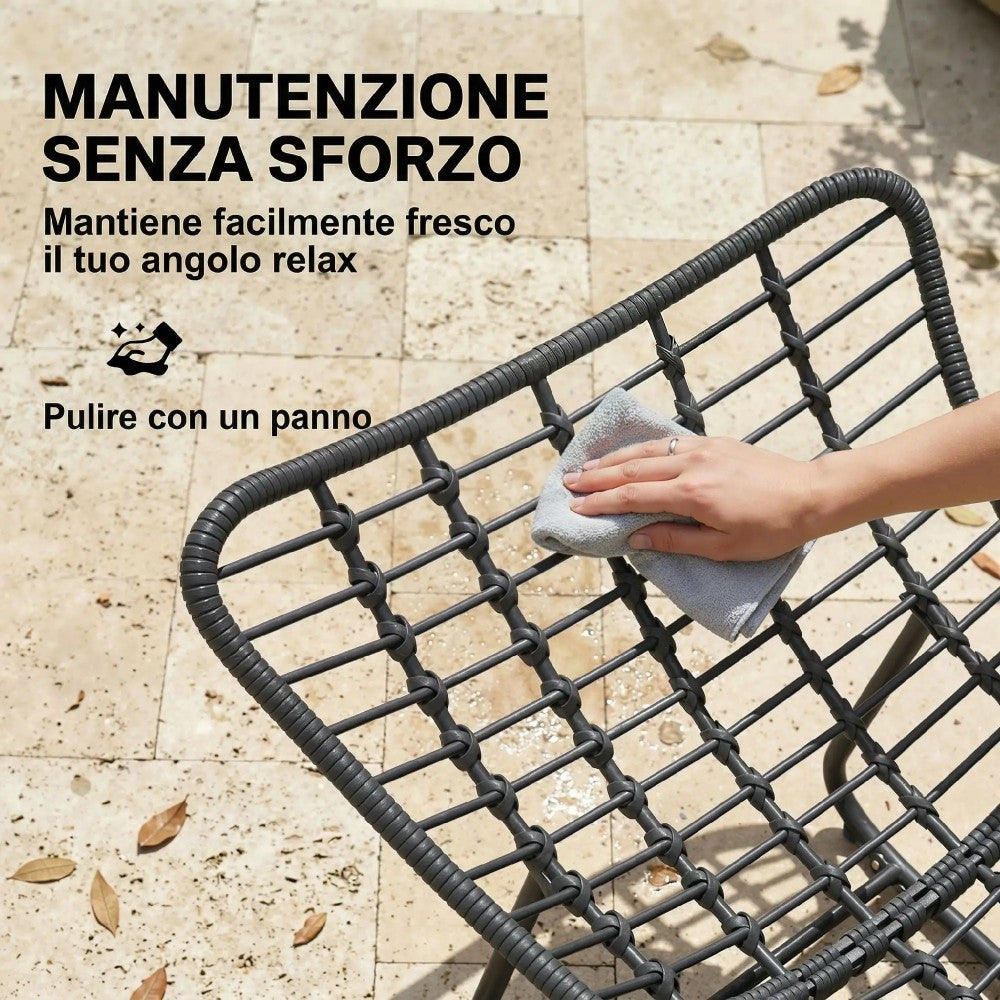 easycomfort easycomfort sedia a dondolo stile boho in rattan e metallo con cuscino morbido grigio scuro